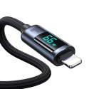 Kabel przewód z wyświetlaczem LED USB-C - USB-A 66W 1.2m czarny