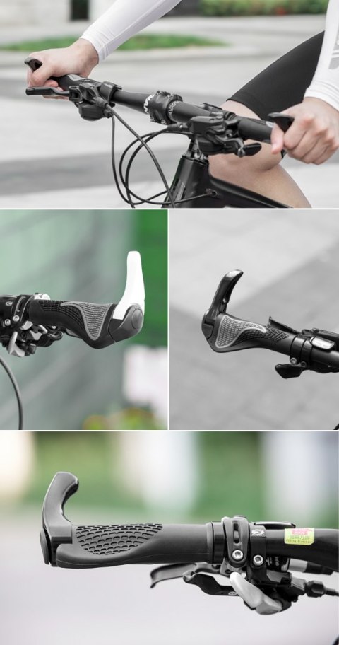 Zestaw gripów rączek rowerowych z rogami antypoślizgowe - biały Zestaw gripów rączek rowerowych z rogami antypoślizgowe - biały