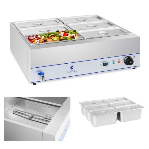 BEMAR PODGRZEWACZ WODNY Z KRANEM 6 X GN 1/3 2000W 230V ROYAL CATERING BEMAR PODGRZEWACZ WODNY Z KRANEM 6 X GN 1/3 2000W 230V ROYAL CATERING