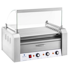 ROLLER GRILL ROLKOWY Z OSŁONĄ I SZUFLADĄ GRZEWCZĄ DO BUŁEK 16 PARÓWEK HOTDOG 2200W 230V ROYAL CATERING