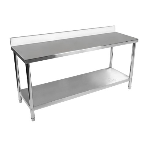 STÓŁ BLAT ROBOCZY STALOWY GASTRONOMICZNY PRZYŚCIENNY Z RANTEM I PÓŁKĄ 200X60CM STÓŁ BLAT ROBOCZY STALOWY GASTRONOMICZNY PRZYŚCIENNY Z RANTEM I PÓŁKĄ 200X60CM