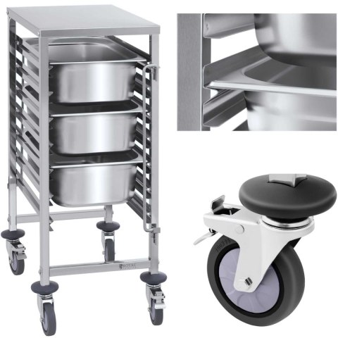 WÓZEK GASTRONOMICZNY TRANSPORTOWY DO POJEMNIKÓW 7X GN1/1 NOŚNOŚĆ DO 50KG