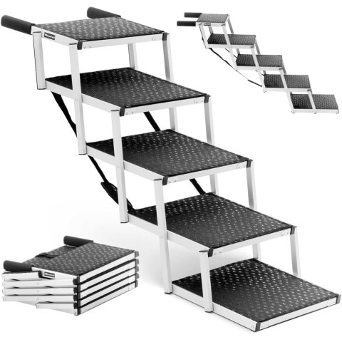 Schody dla psa do samochodu składane aluminiowe wys. 71 cm do 68 kg - 5 stopni Schody dla psa do samochodu składane aluminiowe wys. 71 cm do 68 kg - 5 stopni