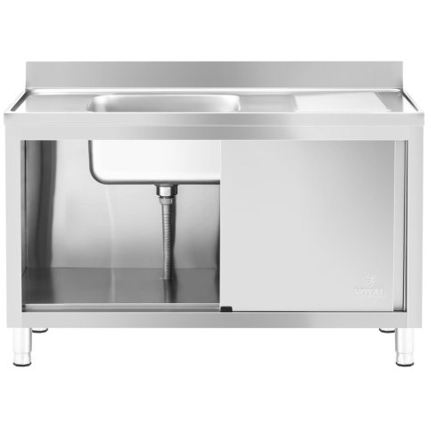 Zlew basen gastronomiczny jednokomorowy z szafką z drzwiami przesuwnymi lewy 140 x 60 x 94.5 cm Zlew basen gastronomiczny jednokomorowy z szafką z drzwiami przesuwnymi lewy 140 x 60 x 94.5 cm