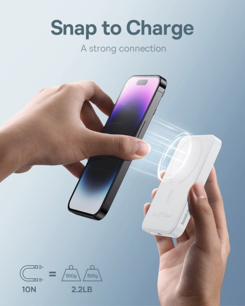 Mini powerbank 5000mAh 20W + kabel USB-C 20V / 3A biały Mini powerbank 5000mAh 20W + kabel USB-C 20V / 3A biały