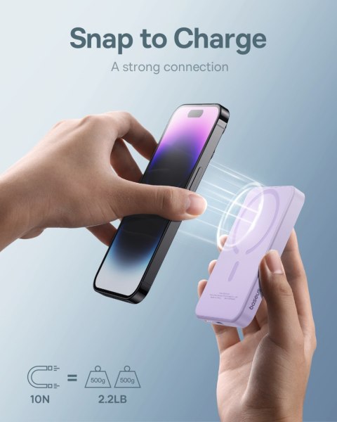 Mini powerbank 5000mAh 20W + kabel USB-C 20V / 3A fioletowy Mini powerbank 5000mAh 20W + kabel USB-C 20V / 3A fioletowy