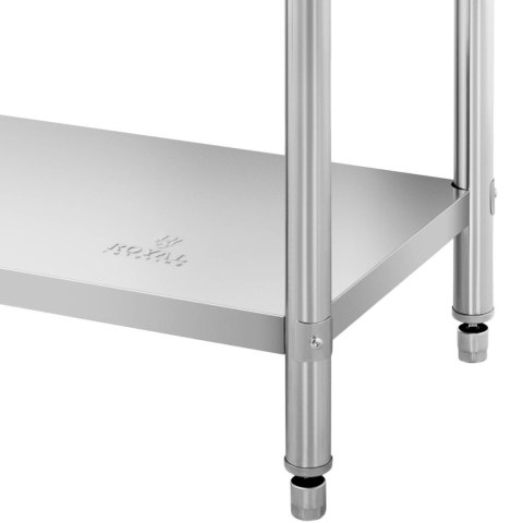 Stół blat roboczy stalowy nierdzewny przyścienny z rantem 2 półki 150x60cm Stół blat roboczy stalowy nierdzewny przyścienny z rantem 2 półki 150x60cm