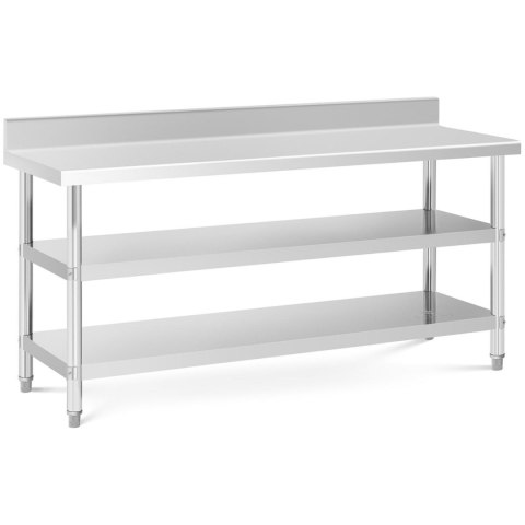 Stół blat roboczy stalowy nierdzewny przyścienny z rantem 2 półki 180x60cm Stół blat roboczy stalowy nierdzewny przyścienny z rantem 2 półki 180x60cm