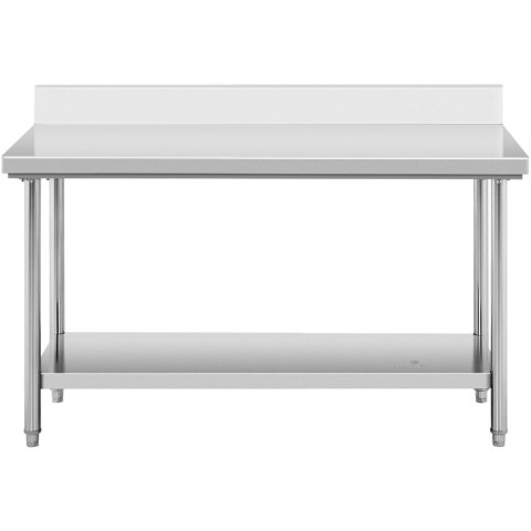 Stół blat roboczy stalowy nierdzewny przyścienny z rantem i półką 150x60cm Stół blat roboczy stalowy nierdzewny przyścienny z rantem i półką 150x60cm