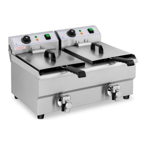 FRYTOWNICA PODWÓJNA GASTRONOMICZNA ELEKTRYCZNA Z KRANEM 230 V 2 X 3000W 2 X 10 L FRYTOWNICA PODWÓJNA GASTRONOMICZNA ELEKTRYCZNA Z KRANEM 230 V 2 X 3000W 2 X 10 L