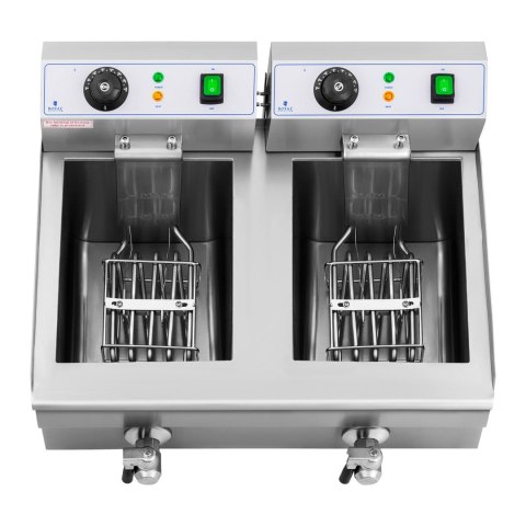 FRYTOWNICA PODWÓJNA GASTRONOMICZNA ELEKTRYCZNA Z KRANEM 230 V 2 X 3000W 2 X 10 L FRYTOWNICA PODWÓJNA GASTRONOMICZNA ELEKTRYCZNA Z KRANEM 230 V 2 X 3000W 2 X 10 L