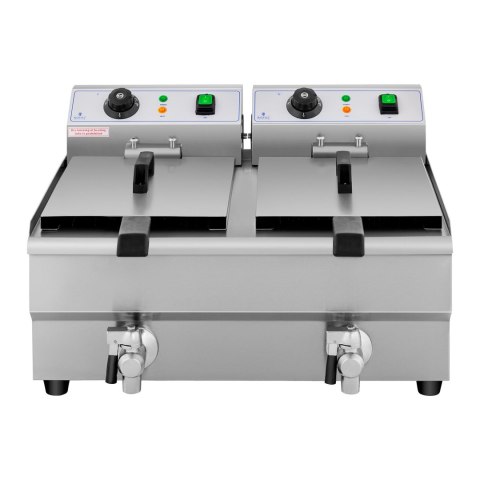 FRYTOWNICA PODWÓJNA GASTRONOMICZNA ELEKTRYCZNA Z KRANEM 230 V 2 X 3000W 2 X 10 L FRYTOWNICA PODWÓJNA GASTRONOMICZNA ELEKTRYCZNA Z KRANEM 230 V 2 X 3000W 2 X 10 L