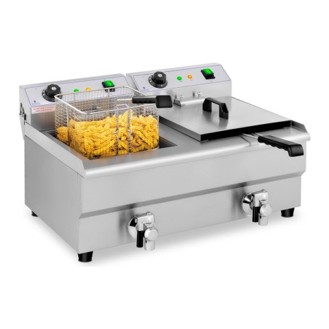 FRYTOWNICA PODWÓJNA GASTRONOMICZNA ELEKTRYCZNA Z KRANEM 230 V 2 X 3200W 2 X 13 L FRYTOWNICA PODWÓJNA GASTRONOMICZNA ELEKTRYCZNA Z KRANEM 230 V 2 X 3200W 2 X 13 L