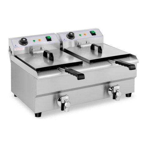 FRYTOWNICA PODWÓJNA GASTRONOMICZNA ELEKTRYCZNA Z KRANEM 230 V 2 X 3200W 2 X 13 L FRYTOWNICA PODWÓJNA GASTRONOMICZNA ELEKTRYCZNA Z KRANEM 230 V 2 X 3200W 2 X 13 L