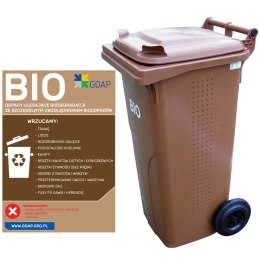 POJEMNIK KUBEŁ KOSZ NA ODPADY I ŚMIECI EUROPLAST AUSTRIA - BRĄZOWY 120L BIO + RUSZT