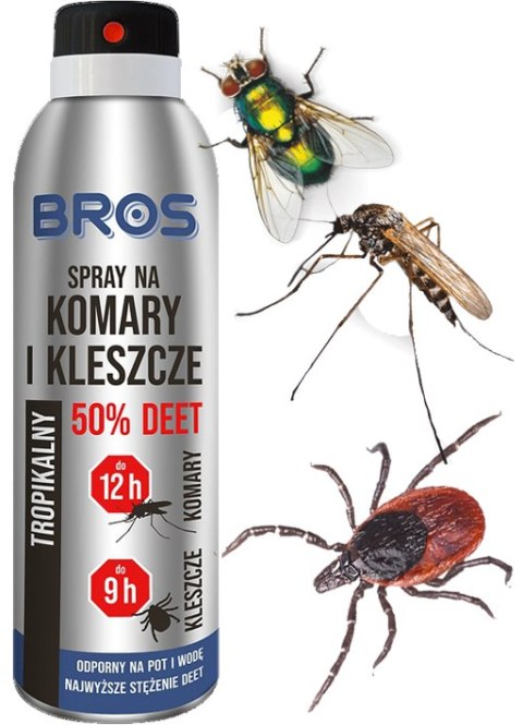 BROS - spray na komary i kleszcze 50% DEET 90ml - 1 szt. BROS - spray na komary i kleszcze 50% DEET 90ml - 1 szt.