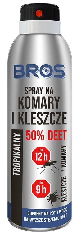 BROS - spray na komary i kleszcze 50% DEET 90ml - 1 szt. BROS - spray na komary i kleszcze 50% DEET 90ml - 1 szt.
