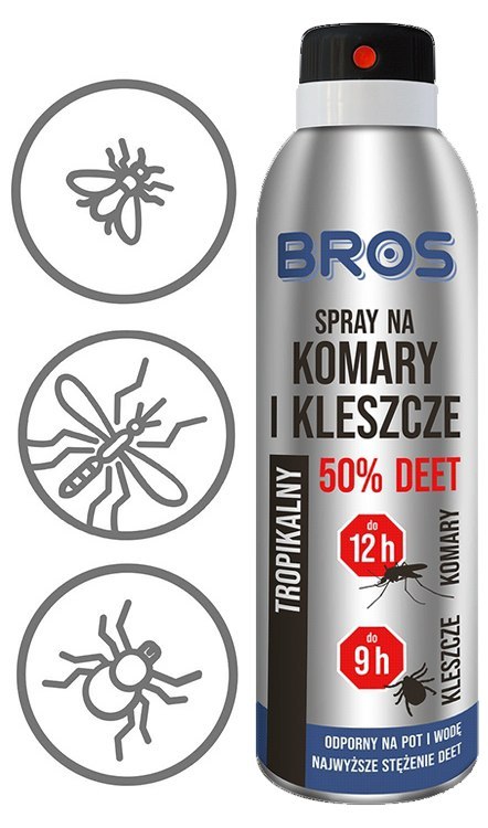 BROS - spray na komary i kleszcze 50% DEET 90ml - 1 szt. BROS - spray na komary i kleszcze 50% DEET 90ml - 1 szt.