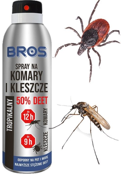 BROS - spray na komary i kleszcze 50% DEET 90ml - 1 szt. BROS - spray na komary i kleszcze 50% DEET 90ml - 1 szt.