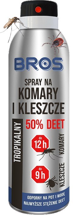 BROS - spray na komary i kleszcze 50% DEET 90ml - 1 szt. BROS - spray na komary i kleszcze 50% DEET 90ml - 1 szt.