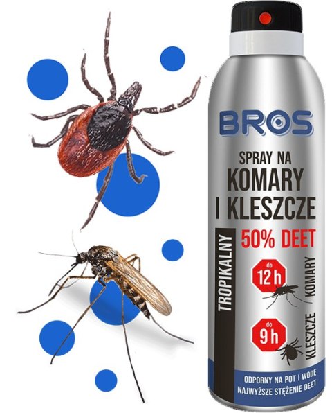 BROS - spray na komary i kleszcze 50% DEET 90ml - 1 szt. BROS - spray na komary i kleszcze 50% DEET 90ml - 1 szt.