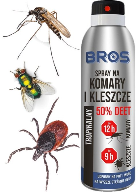 BROS - spray na komary i kleszcze 50% DEET 90ml - 1 szt. BROS - spray na komary i kleszcze 50% DEET 90ml - 1 szt.