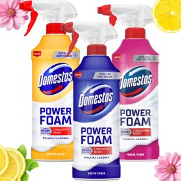 Zestaw 3 x Domestos Power Foam Piana Do Mycia Toalety i Łazienki 435ml