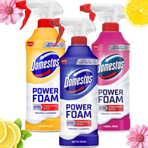 Zestaw 3 x Domestos Power Foam Piana Do Mycia Toalety i Łazienki 435ml Zestaw 3 x Domestos Power Foam Piana Do Mycia Toalety i Łazienki 435ml