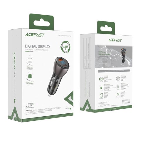 Ładowarka samochodowa 63W 12V USB-C USB SFCP czarny Ładowarka samochodowa 63W 12V USB-C USB SFCP czarny