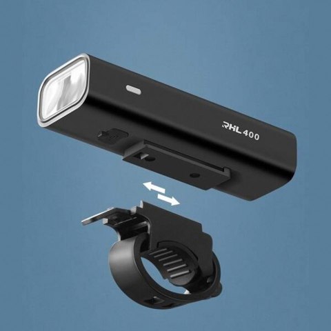 Lampka rowerowa przednia 400lm + kabel micro USB 4 tryby pracy Lampka rowerowa przednia 400lm + kabel micro USB 4 tryby pracy