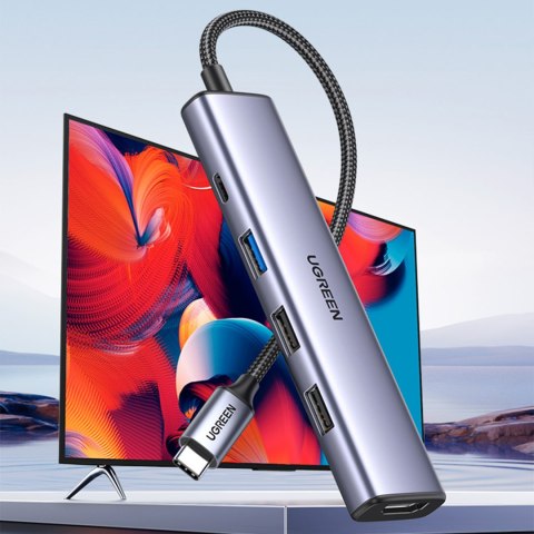 Wielofunkcyjny HUB adapter USB-A HDMI USB-C szary Wielofunkcyjny HUB adapter USB-A HDMI USB-C szary