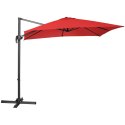 PARASOL OGRODOWY BOCZNY NA WYSIĘGNIKU KWADRATOWY 250 X 250 CM CZERWONY