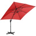 PARASOL OGRODOWY BOCZNY NA WYSIĘGNIKU KWADRATOWY 250 X 250 CM CZERWONY