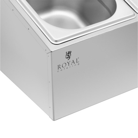 Ekspozytor stojak na pojemniki gastronomiczne 3 x GN 1/6 5.7 l + pojemniki z pokrywkami Ekspozytor stojak na pojemniki gastronomiczne 3 x GN 1/6 5.7 l + pojemniki z pokrywkami