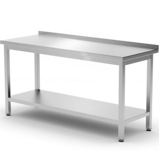 Stół blat roboczy przyścienny z rantem półką Kitchen Line STAL 1200 x 600 x 850 mm - Hendi 817285