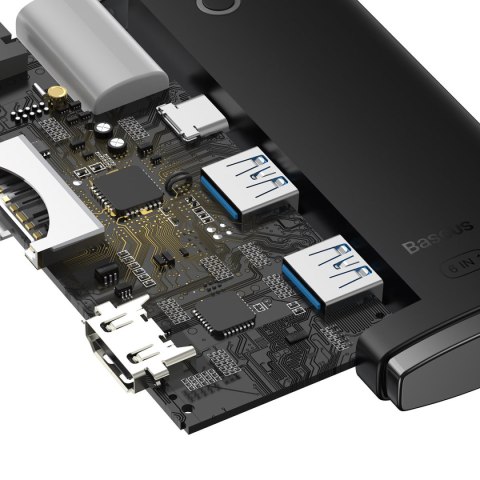 Lite series wielofunkcyjny hub USB-C 2 x USB 3.0 USB-C HDMI 1.4 SD-TF czarny