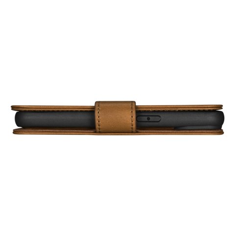 2w1 etui skórzany pokrowiec z klapką iPhone 14 Pro Max Anti-RFID Oil Wax Wallet Case jasno-brązowy