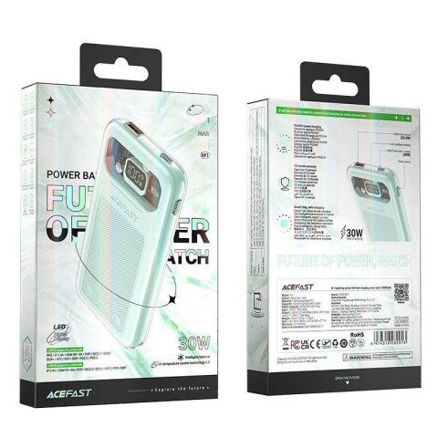 Powerbank 10000mAh Sparkling Series szybkie ładowanie 30W zielony