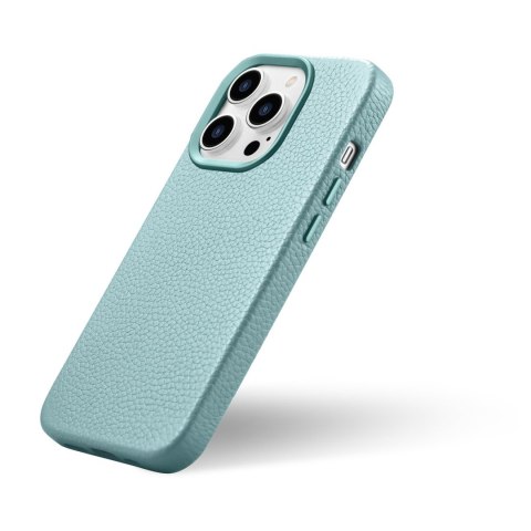 Skórzane etui iPhone 14 Pro Max magnetyczne z MagSafe Litchi Premium Leather Case zielony