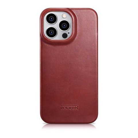 Skórzane etui iPhone 14 Pro z klapką magnetyczne MagSafe CE Oil Wax Premium Leather bordowy