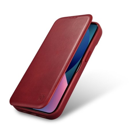 Skórzane etui iPhone 14 Pro z klapką magnetyczne MagSafe CE Oil Wax Premium Leather bordowy