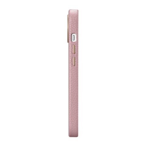 Skórzane etui iPhone 14 magnetyczne z MagSafe Litchi Premium Leather Case różowy