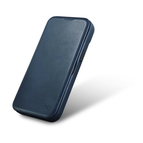 Skórzane etui iPhone 14 z klapką magnetyczne MagSafe CE Oil Wax Premium Leather niebieski