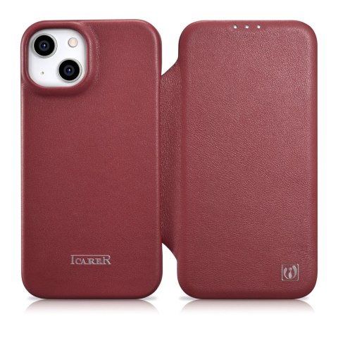 Skórzane etui iPhone 14 z klapką magnetyczne MagSafe CE Premium Leather bordowy