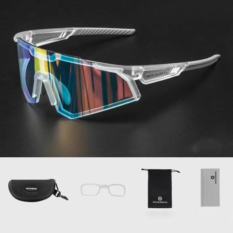 Okulary rowerowe fotochromowe z filtrami UV 400 UVA i UVB białe