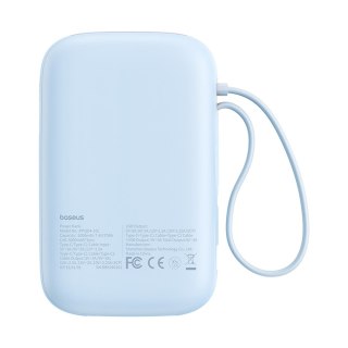 Power bank 10000mAh QPow 2 30W z wbudowanymi kablami USB-C - niebieski