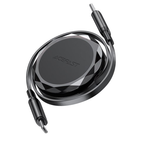 Kabel przewód USB-C - USB-C zwijany z organizerem 60W - czarny