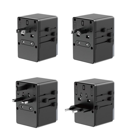 Ładowarka adapter podróżny GAN PRO 3 65W EU / US / JP / AUS / UK 2x USB-C 2x USB-A - czarny