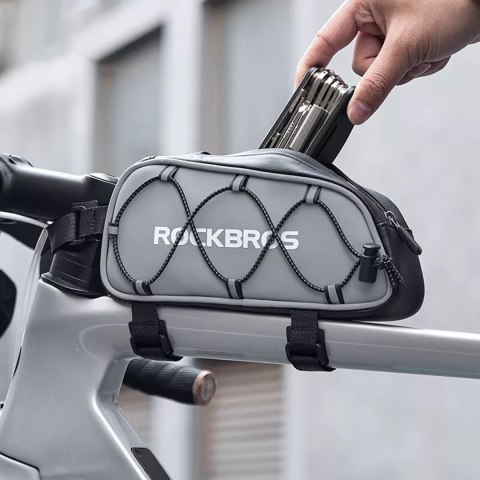 Torba sakwa rowerowa mocowana na ramę 0.9l - srebrna