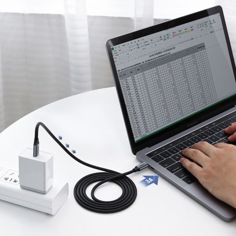 Kabel przewód USB-C 3.1 - USB-C 3.1 1.5m - szary
